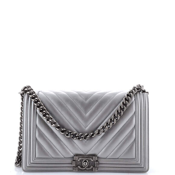 Chanel Boy Flap Bag Chevron Caviar New #186410C48B - Picture 1 of 8